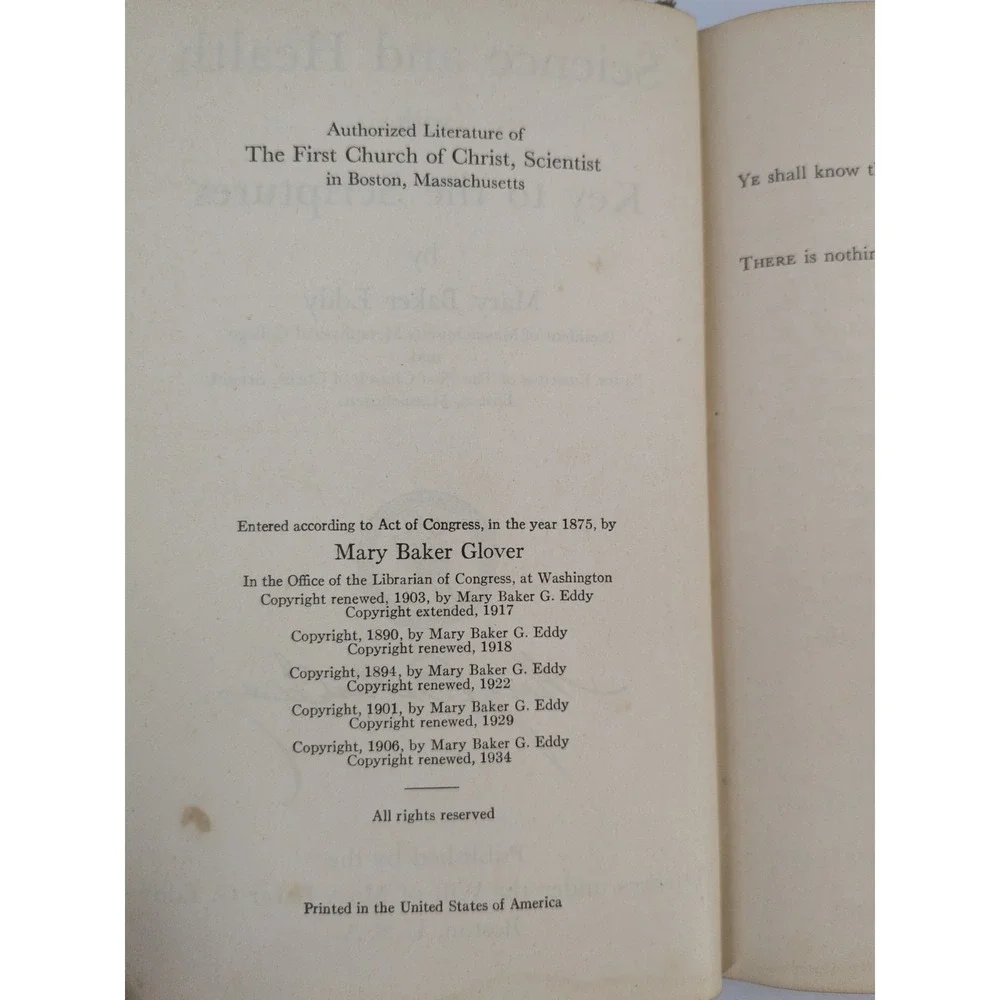 RARE SUNDAY SCHOOL ED🌿Science Health Key to the Scriptures Mary Baker Eddy 1934